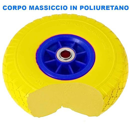 Ruoto in poliuretano per carrelli con disco in plastica