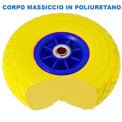 Ruoto in poliuretano per carrelli con disco in plastica